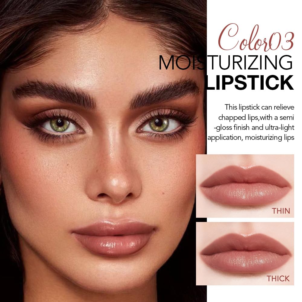 1Pcs Tinted Lip Balm Moisturizing Lipstick – Waterproof Hydrating Matte Lip Balm for Women, Creamy Natural Color Stain for Dry Lips, Soft Matte Finish with Subtle Scent (#03 Bean Paste Brown)