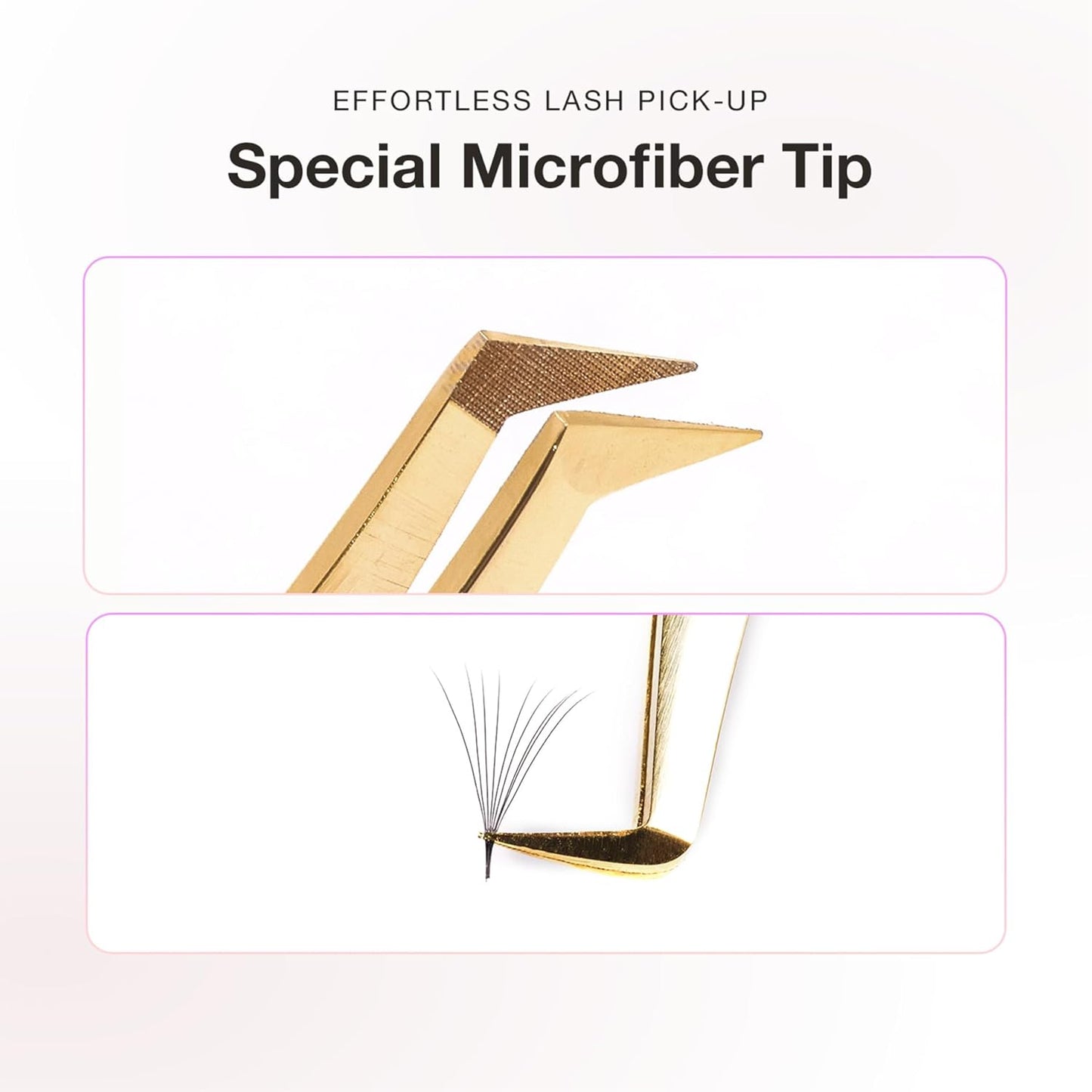 Curacoro Lash Tweezer - Professional & Precision Fiber Tip Grip Lash Tweezers for Eyelash Extensions, Multi Shapes & Purposes Tweezers for Volume, Isolation & Classic Lashes (Gold, Pinch'em)