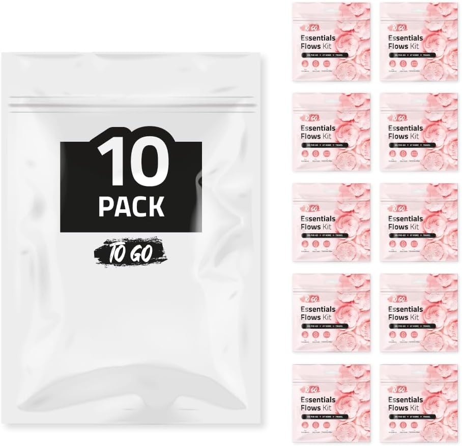 pH Advantage Essential Flows Period Kit (10 Pack) - 3 Pantyliners, 2 Maxi Pads & Feminine Wipe | Hygiene Essentials for School, First Period (Red)