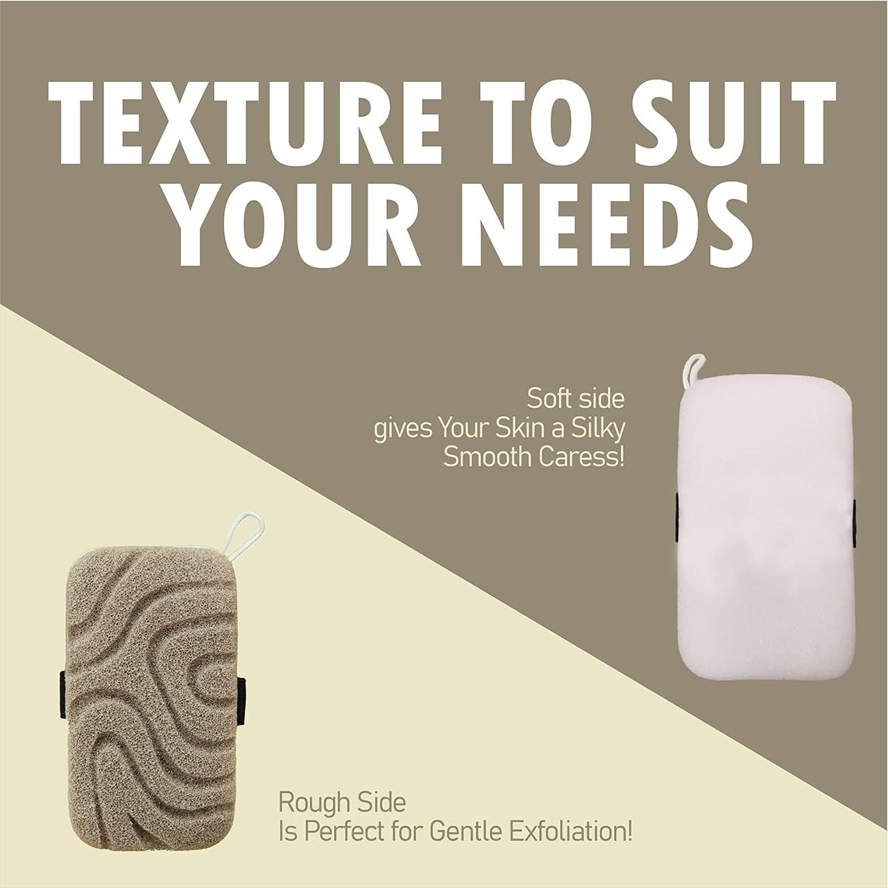 myHomeBody Loofah Exfoliating Body Scrubber, Bath Sponge for Women, Body Exfoliator for Men, with Handy Strap