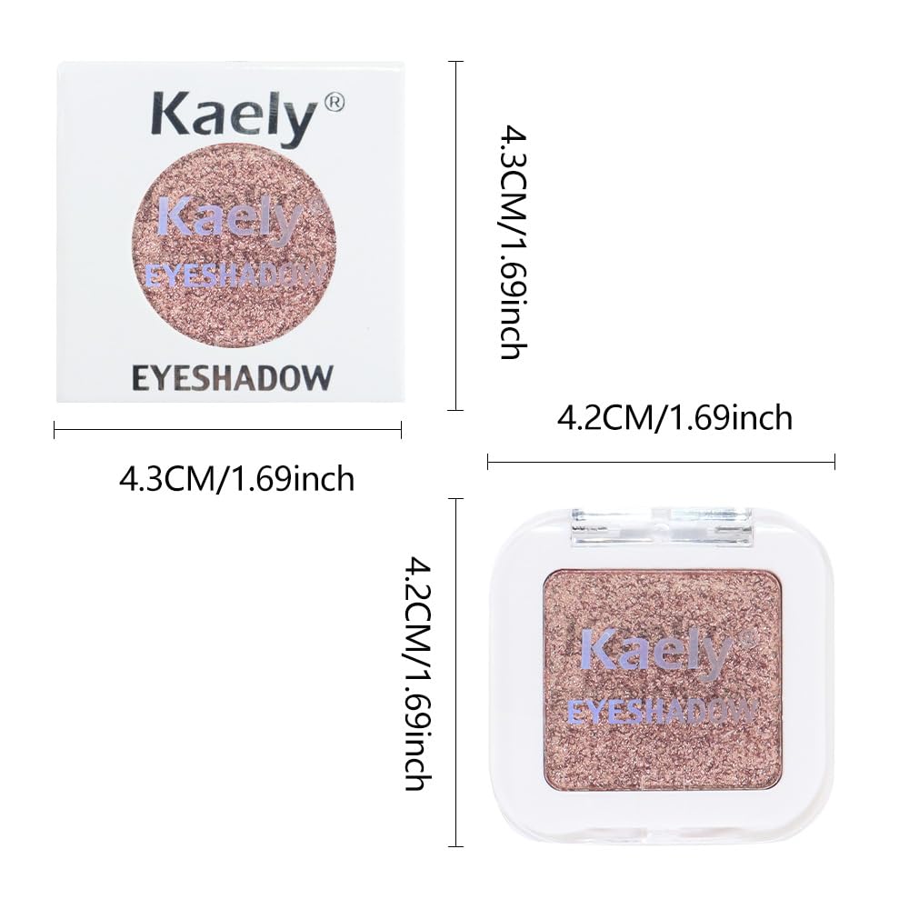 Kaely Pressed Single Eyeshadow Makeup, Amber Rush Shimmer Highly Pigmented Monochrome Eye Shadow Palette, Waterproof Neutral Powder Mini Eyeshadow, sombras para ojos, Lightweight Blendable, 21
