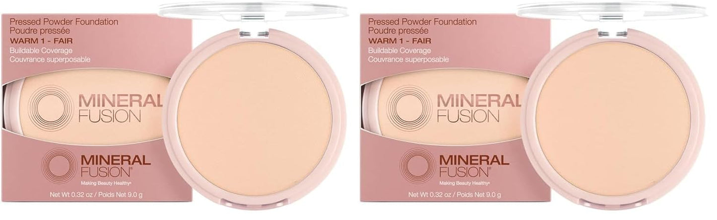 Mineral Fusion Pressed Powder Foundation, Warm 1-0.32oz ea (Pack of 2)