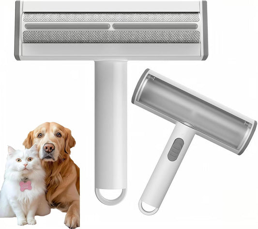 Pet Hair Remover & Lint Roller- Remove Cat/Dog Hair from Car Interiors, Furniture, Couch, Carpet and Bedding - Reusable & Washable Animal Fur Removal Tool for Pet Owners (Gray & White)