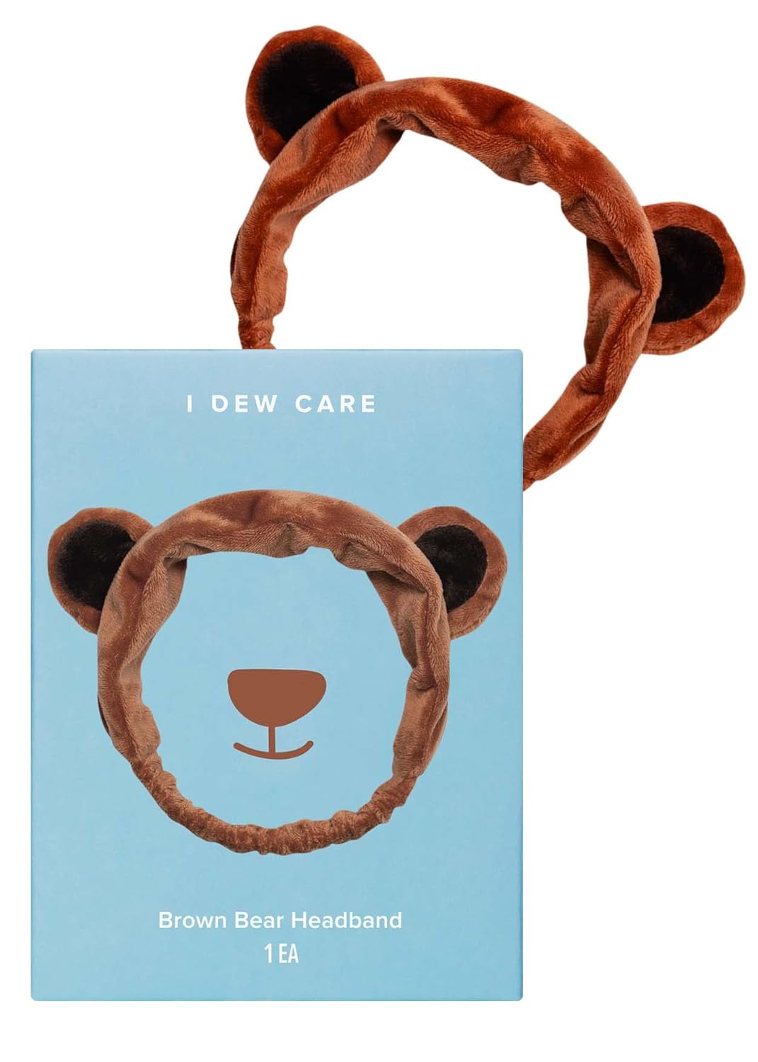 I DEW CARE Face Wash Headband - Brown Bear | Animal Head band for Face Washing & Skincare, Spa Day, Soft & Fuzzy, Cute for Makeup, Shower, Teen Girls Stuff, Teddy Bear Ears, (1 Count)