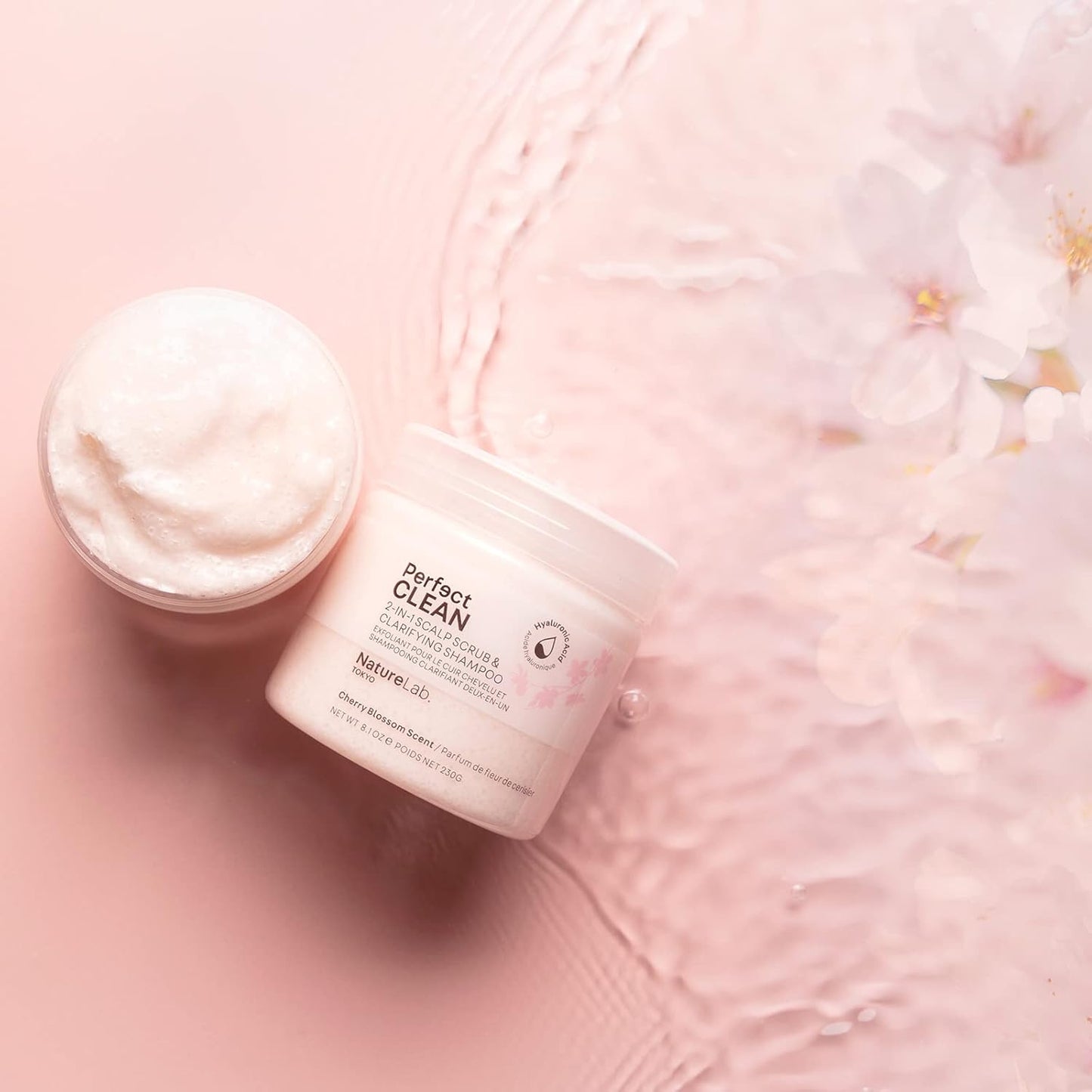 NatureLab.TOKYO Perfect Clean Scalp Scrub LIMITED EDITION Sakura Scent:2-in-1 Hair Treatment to Clarify and Remove Product Buildup for Immense Shine I Cherry Blossom Scent | 8.1 OZ
