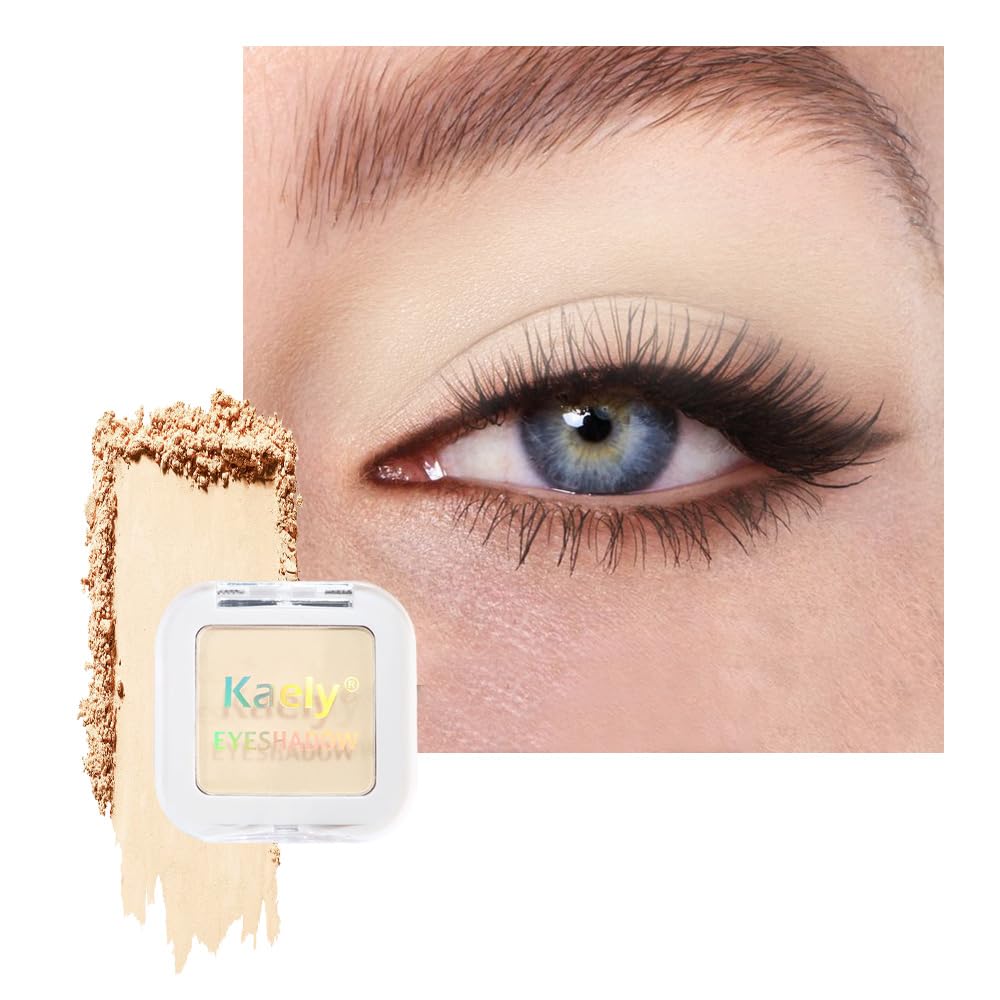 Kaely Single Eyeshadow Makeup, Vanilla Nude Beige Neutral Powder Matte Eye Shadow for Older Women, Monochrome Eye Shadow Palette Pigmented Waterproof, sombras para ojos, Lightweight Blendable, 17
