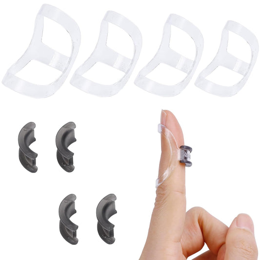8Pcs Clear Oval Finger Splints & Click-Lock Adjustment Kit, 4 Graduated Finger Ring Splint & 4 Splint Adjustment, Finger Braces for Arthritis, Mallet, Straightening, Support (Size 1-4)