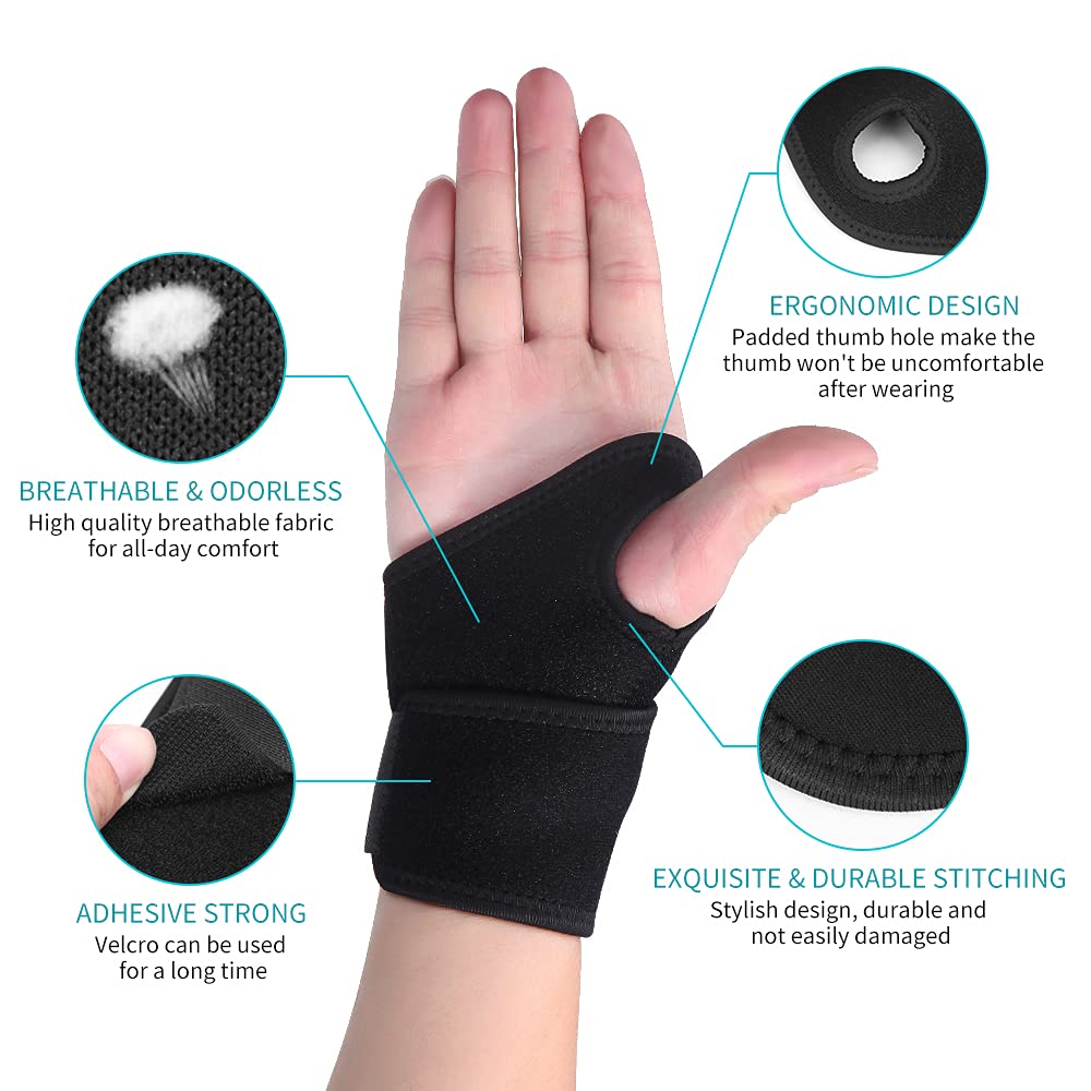 Wrist Brace for Carpal Tunnel, Breathable and Adjustable Wrist Support Brace for Arthritis and Tendinitis, Wrist Compression Wrap for Pain Relief, One Size Fits Left or Right Hand – Single
