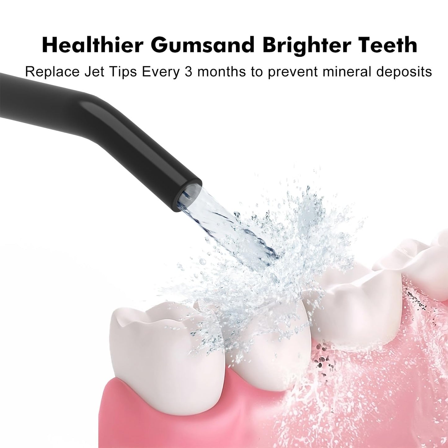 Replacement Tips for Oralfree,Nicwell,Nicefeel,COSLUS,Mospro,Zerhunt,McNaval Water Flosser, Replacement Heads Oral Irrigator Jet Tip Nozzel,Blcak（3 Pack）