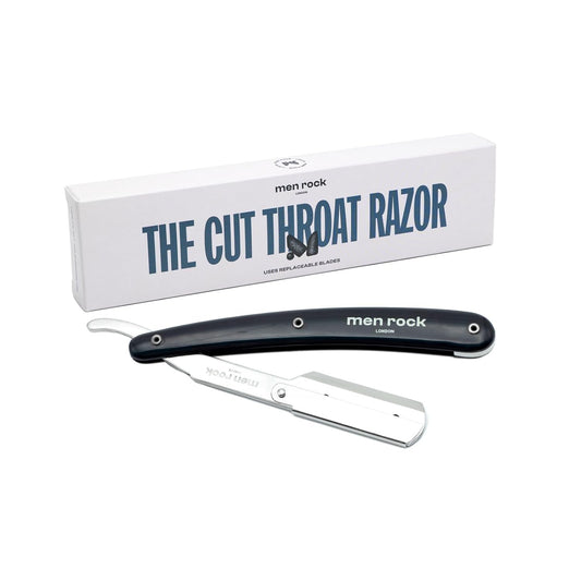 Men Rock The Cut Throat Razor - Stainless Steel Straight Razors for Men - With Replaceable Blades - Beard Shaping Tool - Beard Care for Men - 6 Pc