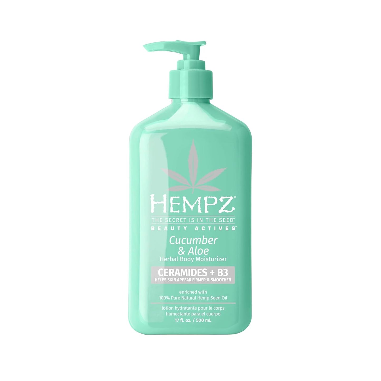 Hempz Body Lotion - Cucumber & Aloe Herbal Limited Edition Daily Moisturizing Cream, Shea Butter, Aloe, Cucumber Extract Body Moisturizer - Skin Care Products, Hemp Seed Oil - 17 Fl Oz