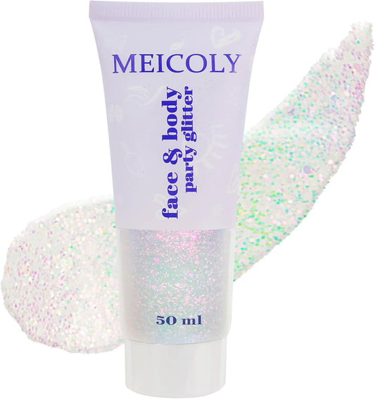 MEICOLY Fine Face Body Glitter,Color Changing Glitter Gel for Body,Face,Hair,Lip,Eye,Long Lasting Holographic Sequins Glitter Face Paint Makeup,Sparkling Pink,50ml