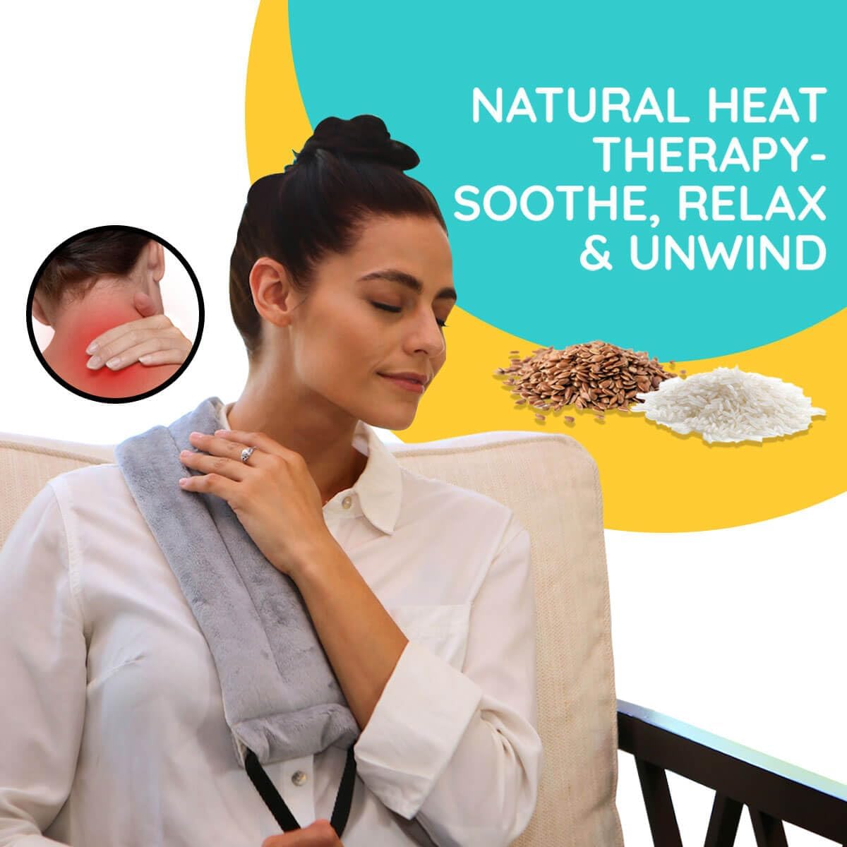 Versatile Microwavable Heating Pads for Neck Pain Relief, Back Pain, and Shoulder Pain Relief - Microwave Heating Pad for Cramps and Muscle Relief, Hot and Cold Reusable Pad - 1 Pack