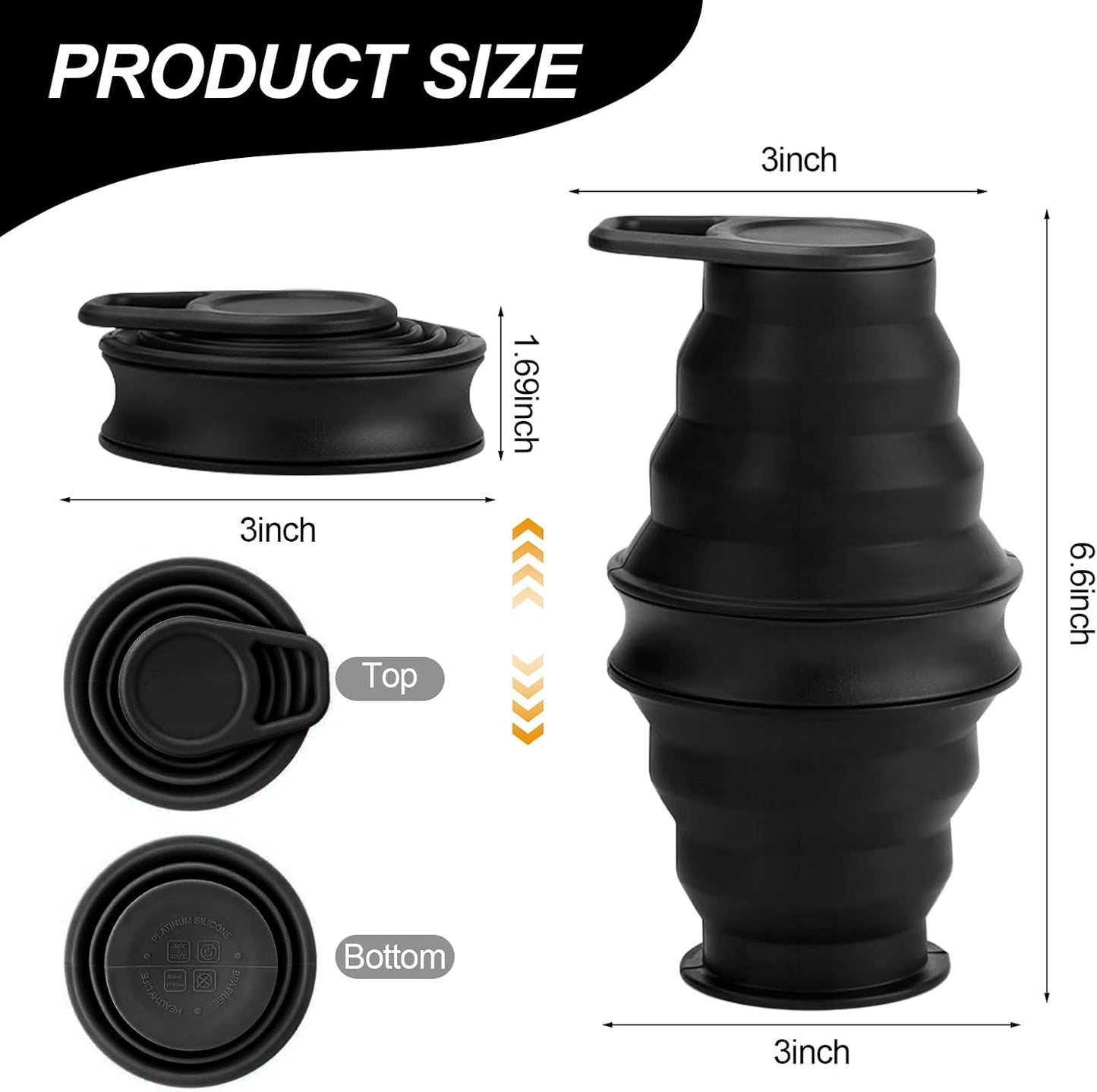 17oz Collapsible Water Bottle,Reuseable BPA Free Silicone Foldable Water Bottles for Outdoor, Travel Gym Hiking,Backpacking Portable & Leakproof,Portable Leak Proof Sports Water Bottle (C)