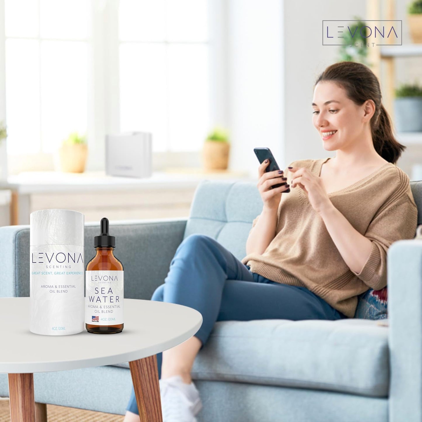 Levona Scent Essential Oils - Scents for Home, Hotel & Office Use - Perfect for Home Diffuser & Humidifiers - Aroma Fragrance Oil, Ideal for Massage, Relaxation, and Spa - Sea Water, 120ml