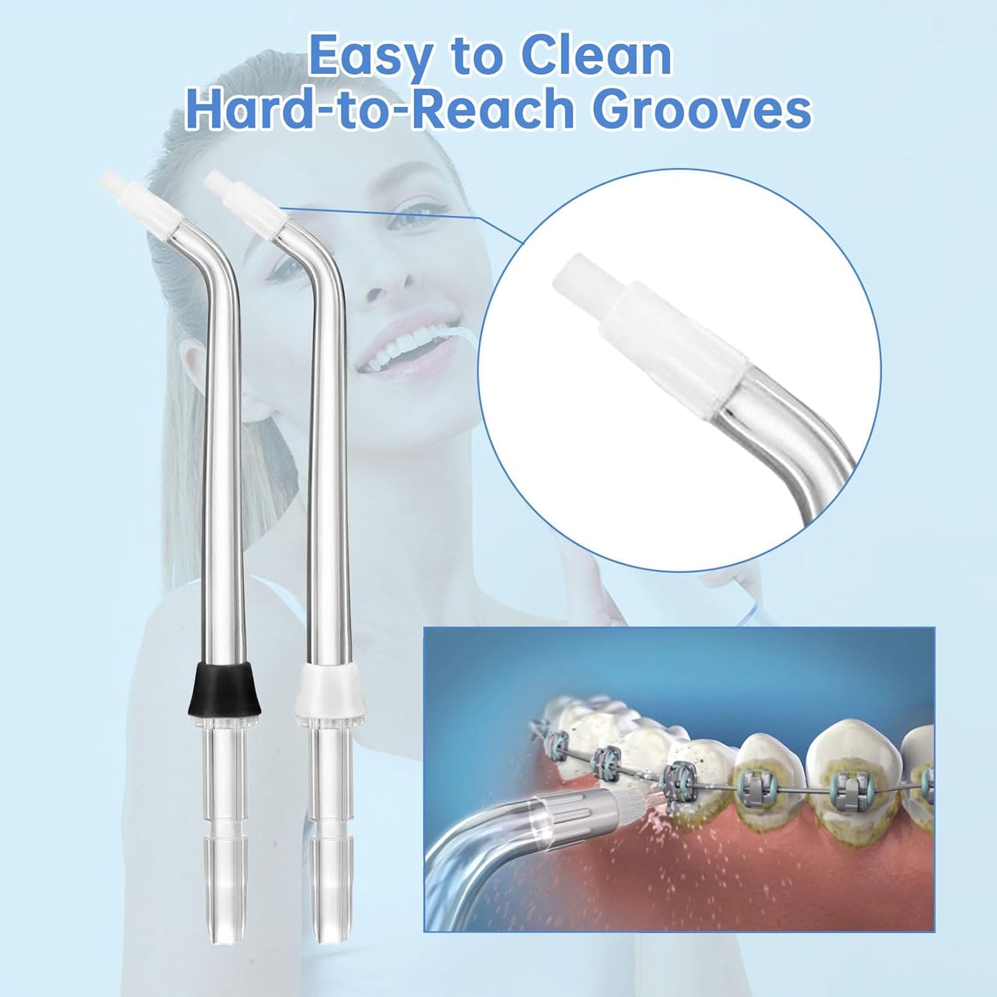 3 Pack Replacement Tips Compatible with BURST Electric Water Flosser, Water Flosser Replacement Heads for Burst Replacement Parts