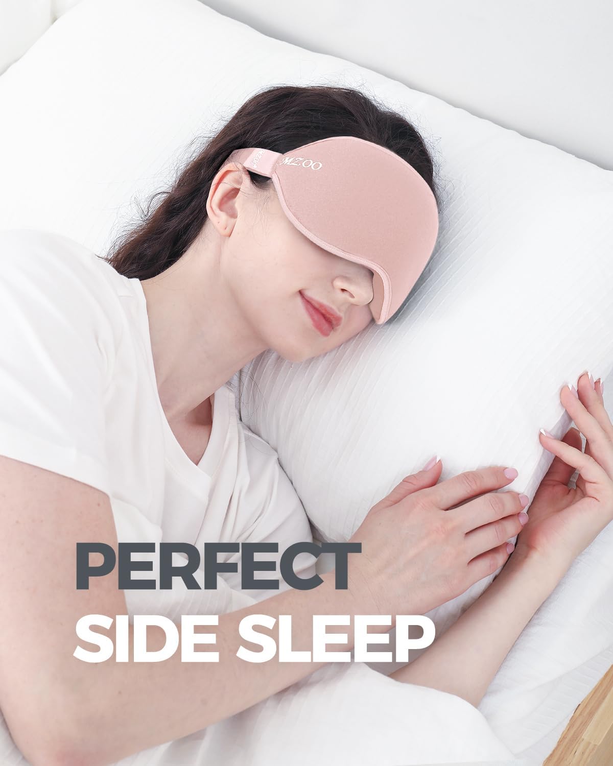 MZOO Luxury Sleep Mask for Back, Side Sleeper, Complete Light Blocking Sleeping Eye Mask Night Blindfold, 3D Zero Pressure & Spacious for Lash Extensions, Breathable Soft Eye Cover Flight Nap Travel