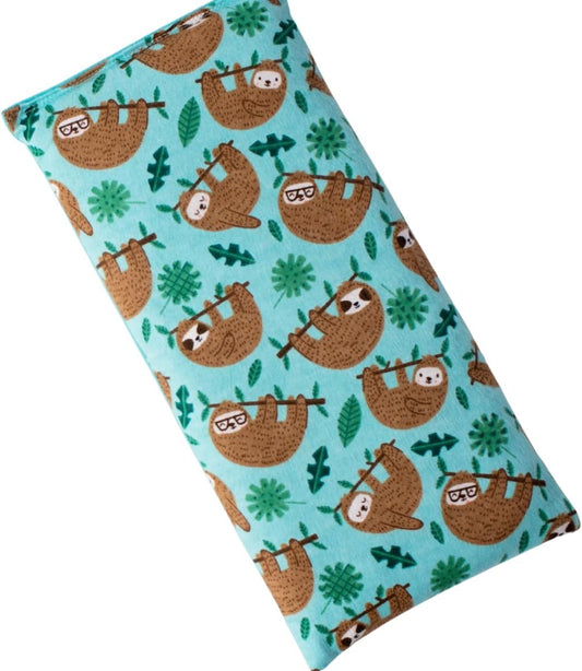 Microwave Heating Pad Filled With Flax Seed and Choice of Dried Herbs, Herbal Cold Pack, Good Size for Back Pain and Cramps, Hot and Cold Therapy, 6" x 12" (Sloth, Peppermint)