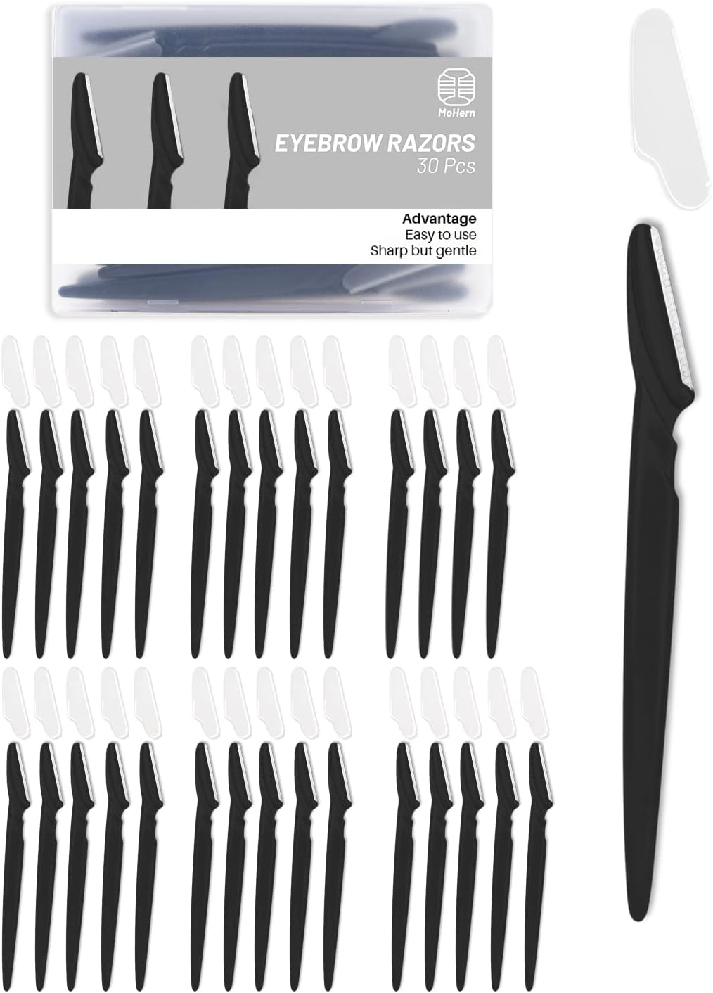 MoHern Dermaplaning Tool for Face, 30 Pcs Dermaplane Razor for Face, Multipurpose Face Razors for Women and Men, Black