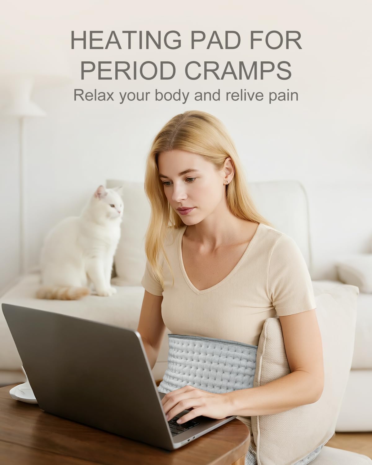 Heating Pad for Period Cramps & Back Pain Relief, LANVA Christmas Gifts for Women Men Mom Dad, Electric Heat Pad for Neck, Shoulder, Knee, 10 Heat Settings, Auto-Off, ETL Certified, 12"x24", Gray