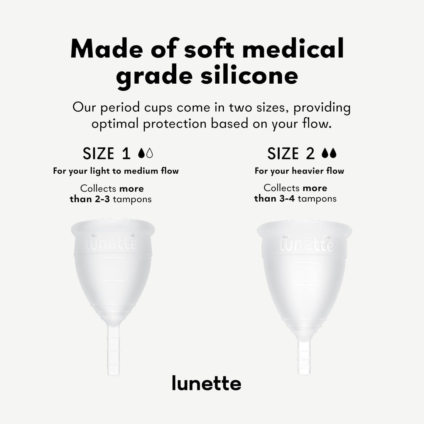 Lunette Menstrual Cup – Best Reusable Period Cup – Wear for 12 Hours and Reuse up to 10 Years, Clear Size 2 for Moderate to Heavy Flow