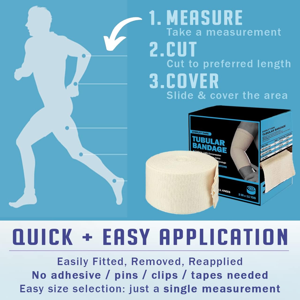 EVERLIT Elasticated Tubular Support Bandage | Stockinette Tubing for Large Arm, Knees, Legs | Light to Moderate Compression Bandage Roll For Tissue Support (Size C | 2.75" x 11 yd)