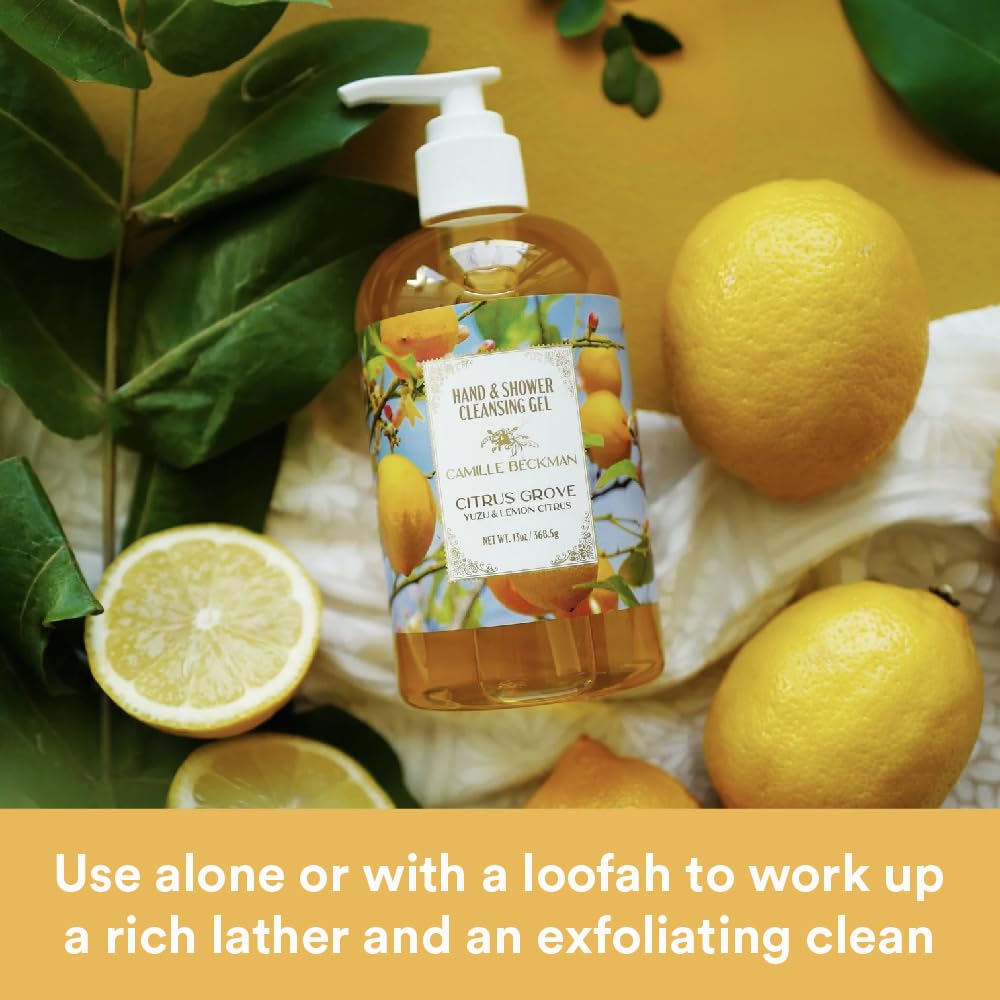 Camille Beckman Hand and Shower Cleansing Gel, Citrus Grove, 13 Ounce