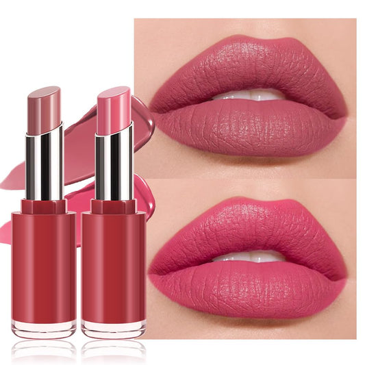 2Pcs Honey Lipstick Tinted Lip Balm Set - Matte Tint Cream Lipsticks for All Skin Tones,Hydrating Lip Stain,Can be Buildable Nourishing Moisturizing Suitable for Women to Every Day Makeup 02&03