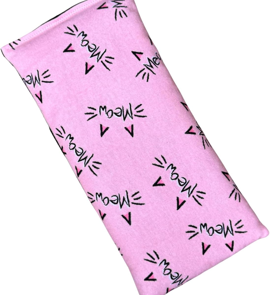 Microwave Heating Pad Filled With Flax Seed and Choice of Dried Herbs, Herbal Cold Pack, Good Size for Back Pain and Cramps, Hot and Cold Therapy, 6" x 12" (Meow, Lavender)