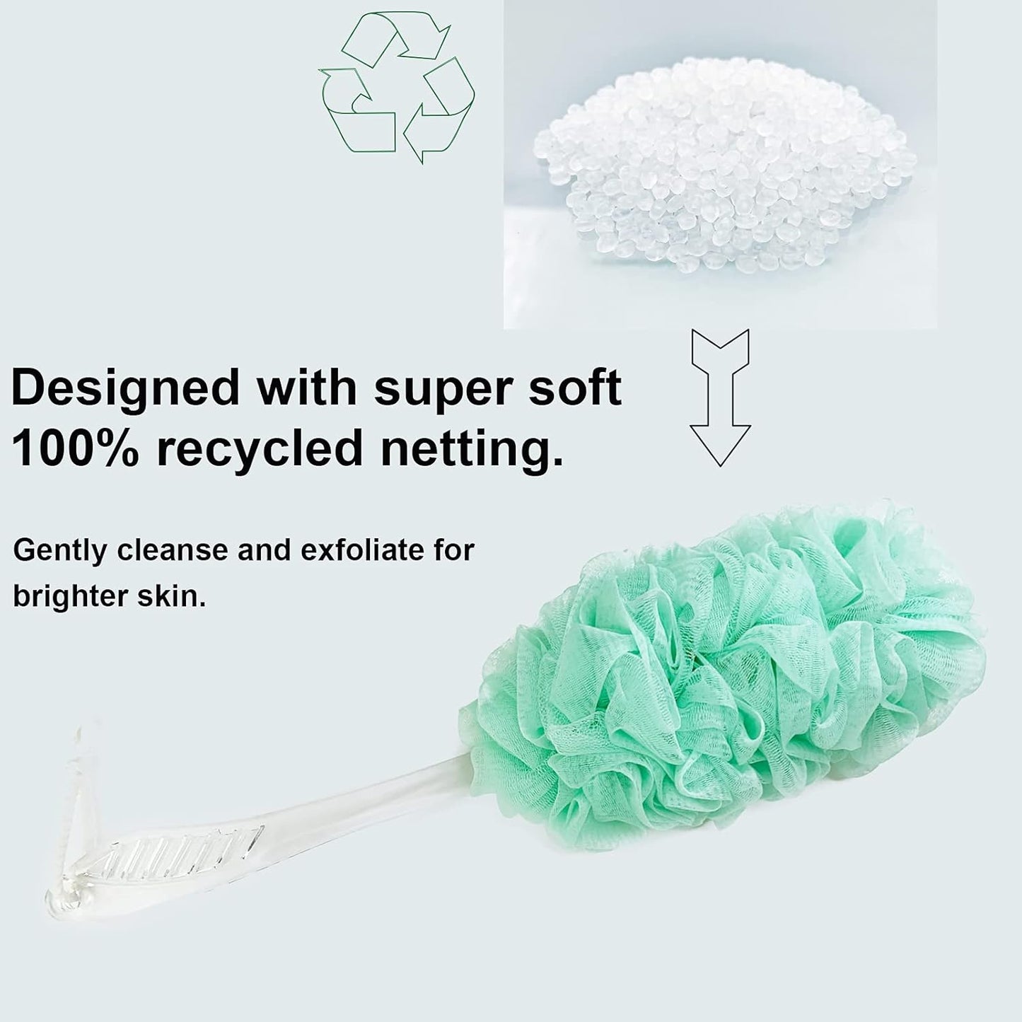 PPHAO - Bath Loofahs on a Stick for Men - Bath Brush Long Handle for Shower Elderly - Loofah Sponge for Women - Plastic Loofah - Bath Body Brush - Green Loofah - 2Pack