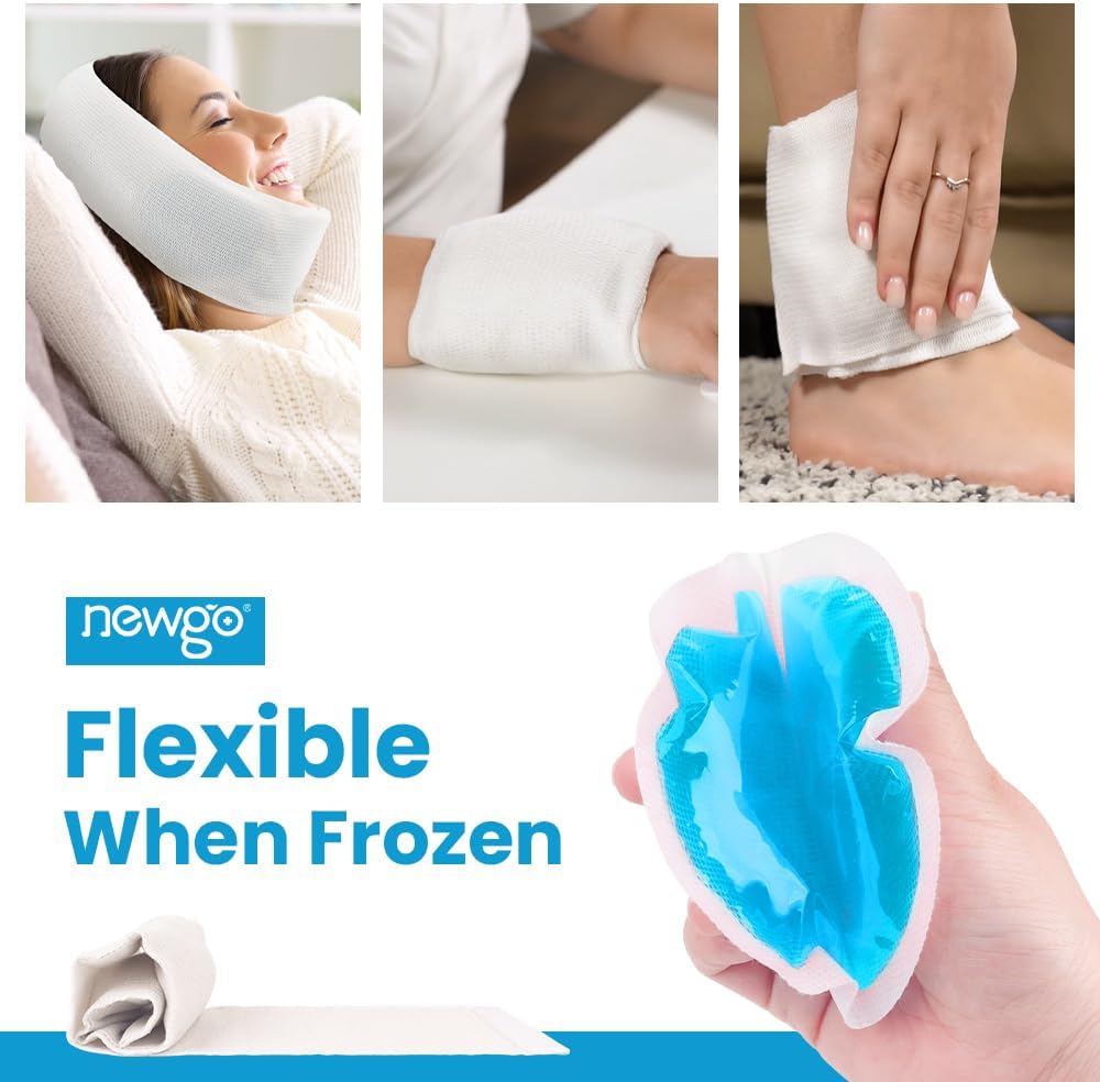 NEWGO Small Ice Packs for Injuries, 6 Pack Round Ice Packs for Face, FSA Eligible, Hot Cold Pack Circular Cold Compress with Cloth Backing & Sleeve for Pain Relief, Toothaches
