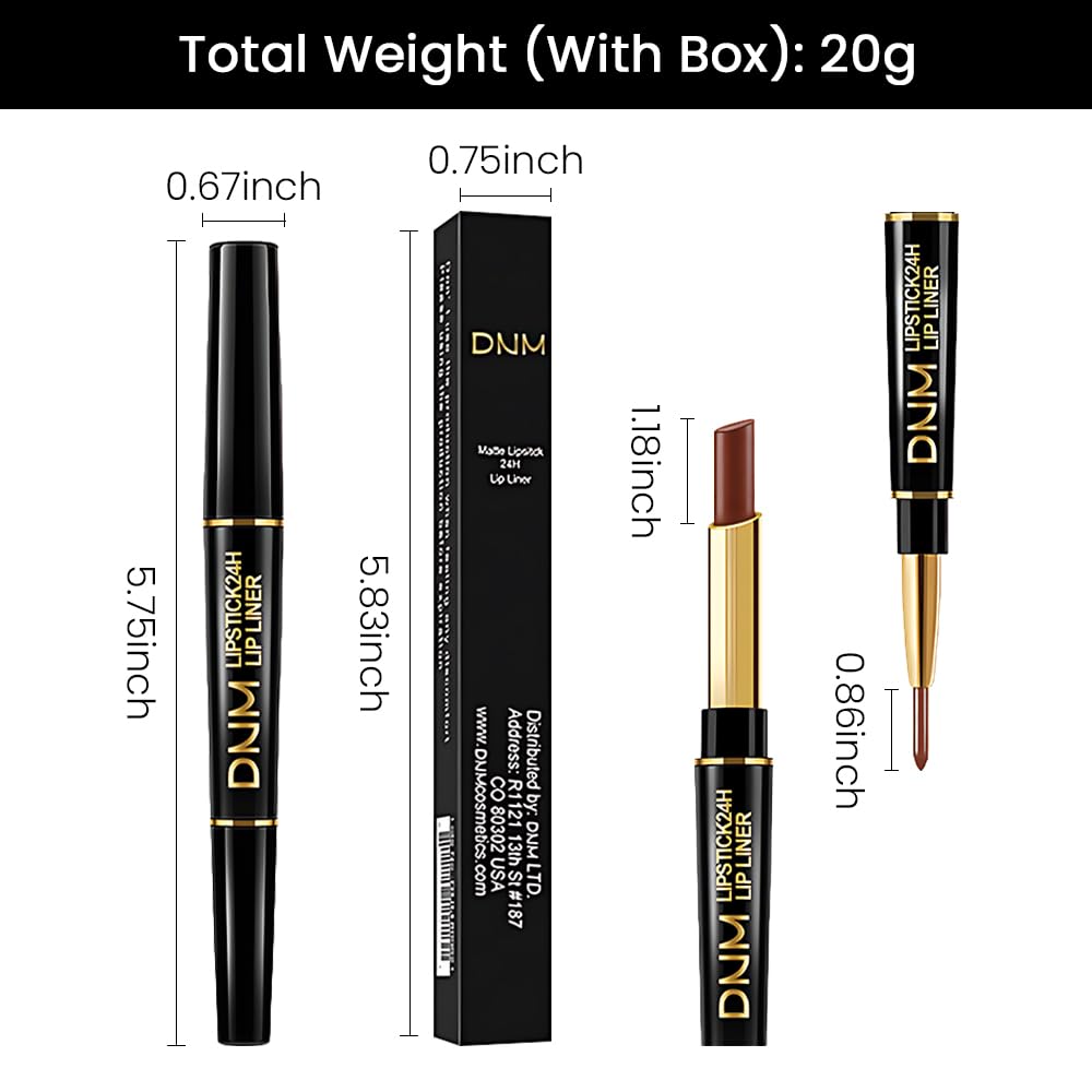 Kaely 2-in-1 Dark Deep Brown Matte Lip Liner & Lipstick Combo Set Kit for Women, Magic Neutral Lipstick 24 Hours Original Lips Liner Pencil Stain Gloss Makeup Long Lasting Waterproof 39