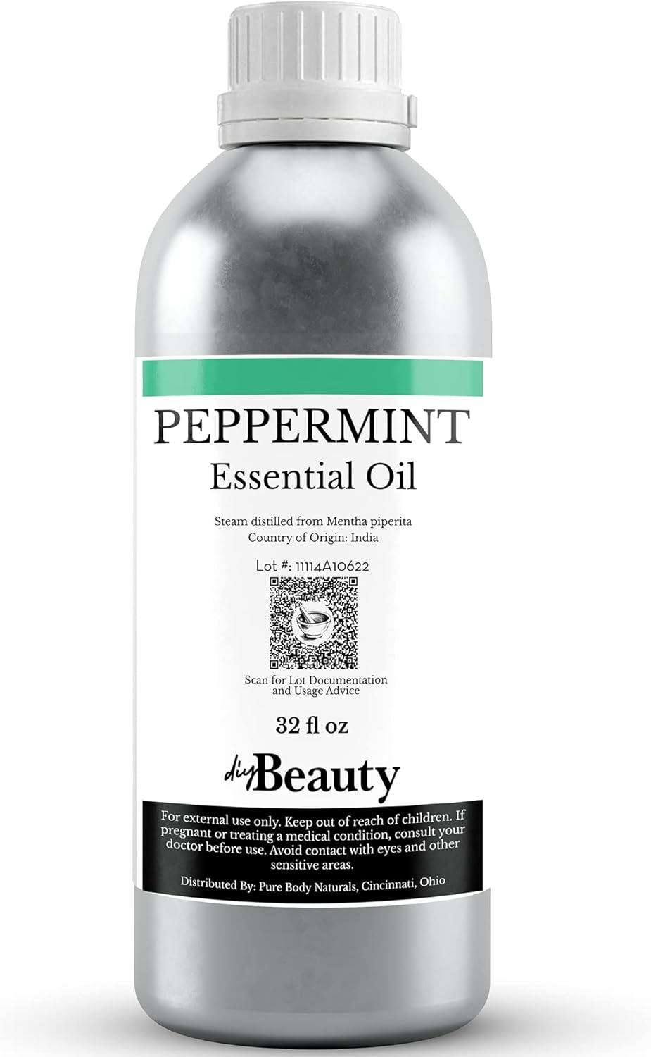 Bulk Peppermint Essential Oil - Large Size 32 fl oz Bottle - 100% Pure and Undiluted Therapeutic Grade Mentha Piperita - Concentrated Extract