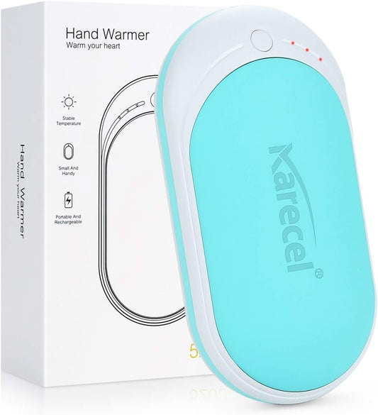 Karecel Hand Warmer Rechargeable, 5200mAh Electric Hand Warmer & Power Bank, Double-Sided Heating, USB Quick Charge, Portable Pocket Heater Handwarmer for Women Mens Gifts, Camping, Winter Sports