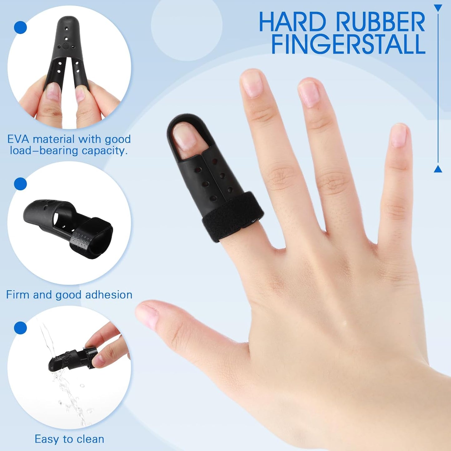 BBTO 10 Pcs Mallet Finger Splint, 5 Sizes Finger Support Brace Stabilizer Straightener Plastic Fingertip Protectors Arthritis Knuckle Immobilization for Thumb Pinky Middle Index Ring(Black)