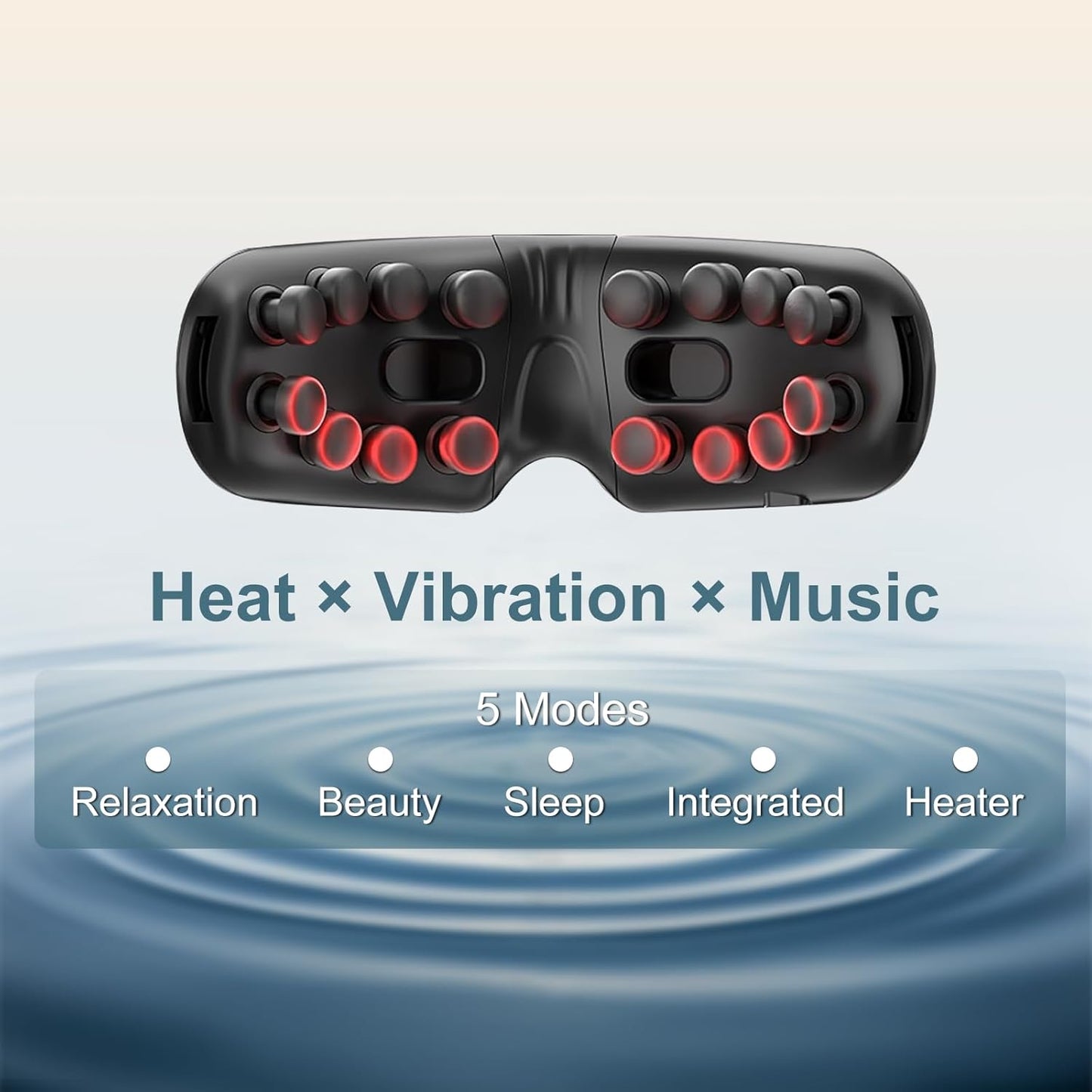 Fullicon Eye Massager with Heat & Vibration, Ultra Light Migraine Relief Products, Foldable Mask with Bluetooth Music, Face Massager with Type-C Charging, 5 Modes FSA Eligible Items Only List (Black)