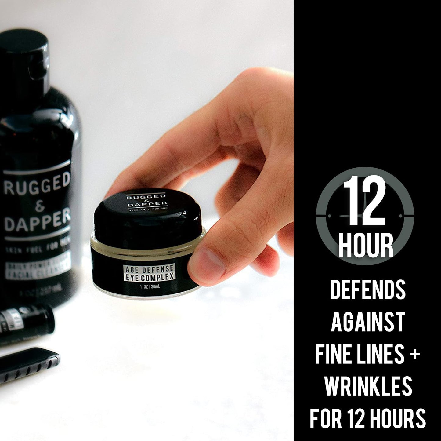 RUGGED & DAPPER Premium Men's Eye Cream | Age Defense for Dark Circles, Wrinkles & Puffy Eyes | Unscented | Hyaluronic Acid, Aloe + Argan Oil