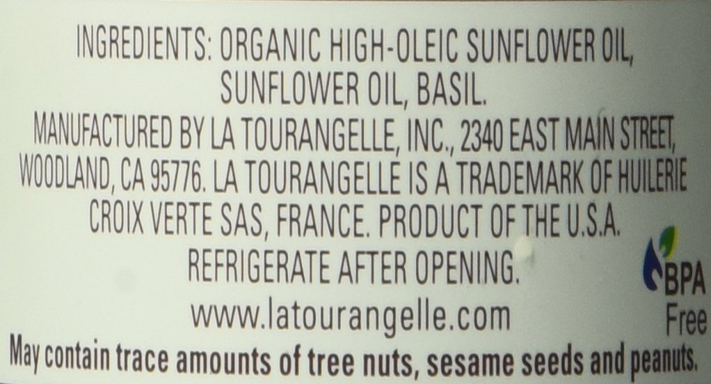 La Tourangelle, Basil Oil, Expeller-Pressed High-Oleic Oil, Great for Salads, Finishing Oil, Spread, Sauce, Dips, 8.45 fl oz (Pack of 2)
