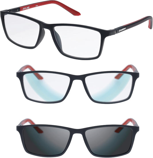 Croakies Zipline Photochromic Eyewear | UV400 Sunglass and Bluelight Protective Eyeglass For Outdoor and HEV Devices | Bundle