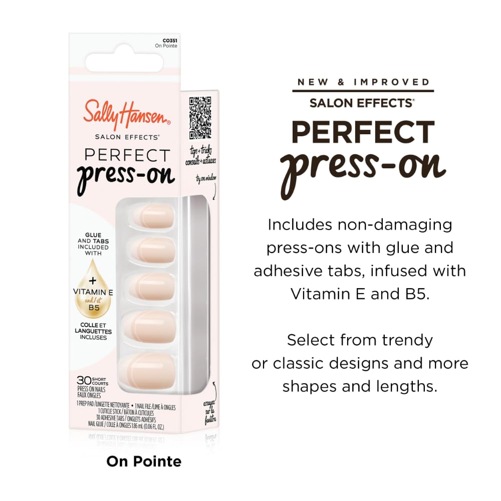 Sally Hansen Instant Cuticle Remover & Salon Effects Perfect Press-On Nails, 30 Designs, Nail Glue & Tabs
