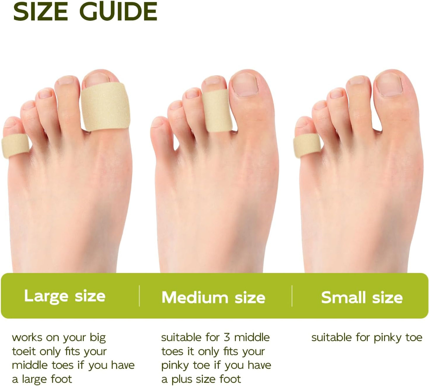 Bukihome Cuttable Toe Tubes Sleeves - Foam Toe Protectors for Corns, Calluses, Blisters - Fabric & Breathable Gel Lining Toe Sleeve Protectors Relief Pressure Pain - 3 Count, White