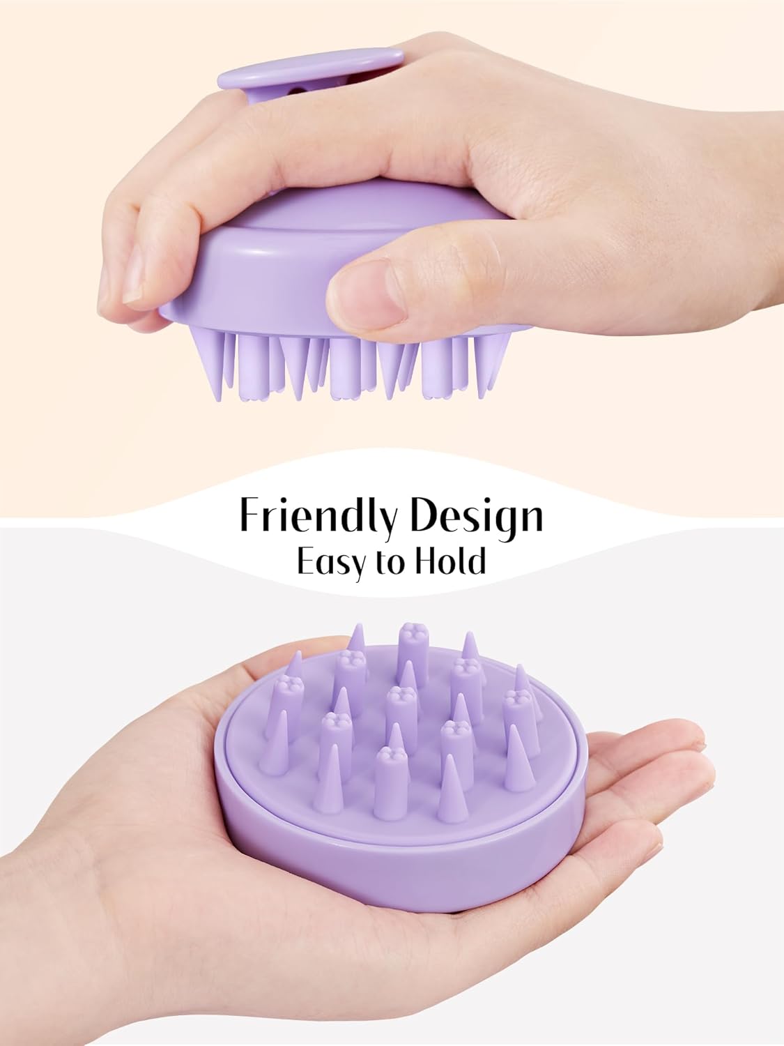 HEETA Hair Scalp Massager Brush, Updated Scalp Exfoliator with Soft Silicone Bristles, Wet & Dry Head Massager Washing Tool for Women, Men, Kids, Lavender Purple