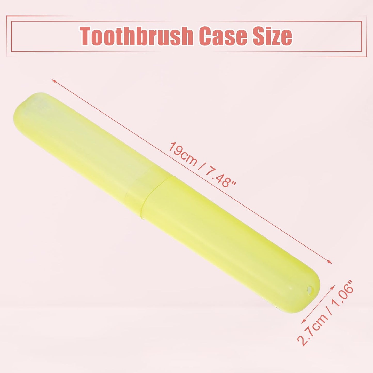 VOCOSTE 2 Pcs, Toothbrush Travel Case, Plastic, Lightweight Traveling Toothbrush Holders Case, for Travel Business, Yellow, 7.48"x1.06"