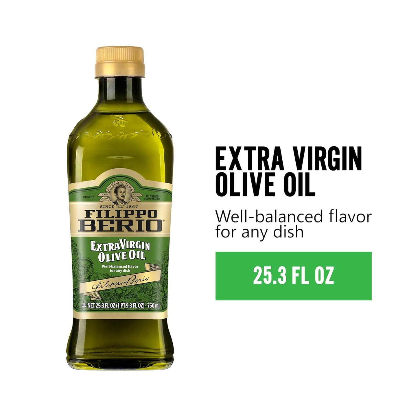 Filippo Berio Cold Pressed Extra Virgin Olive Oil, 25.3 Ounce rPET Bottle