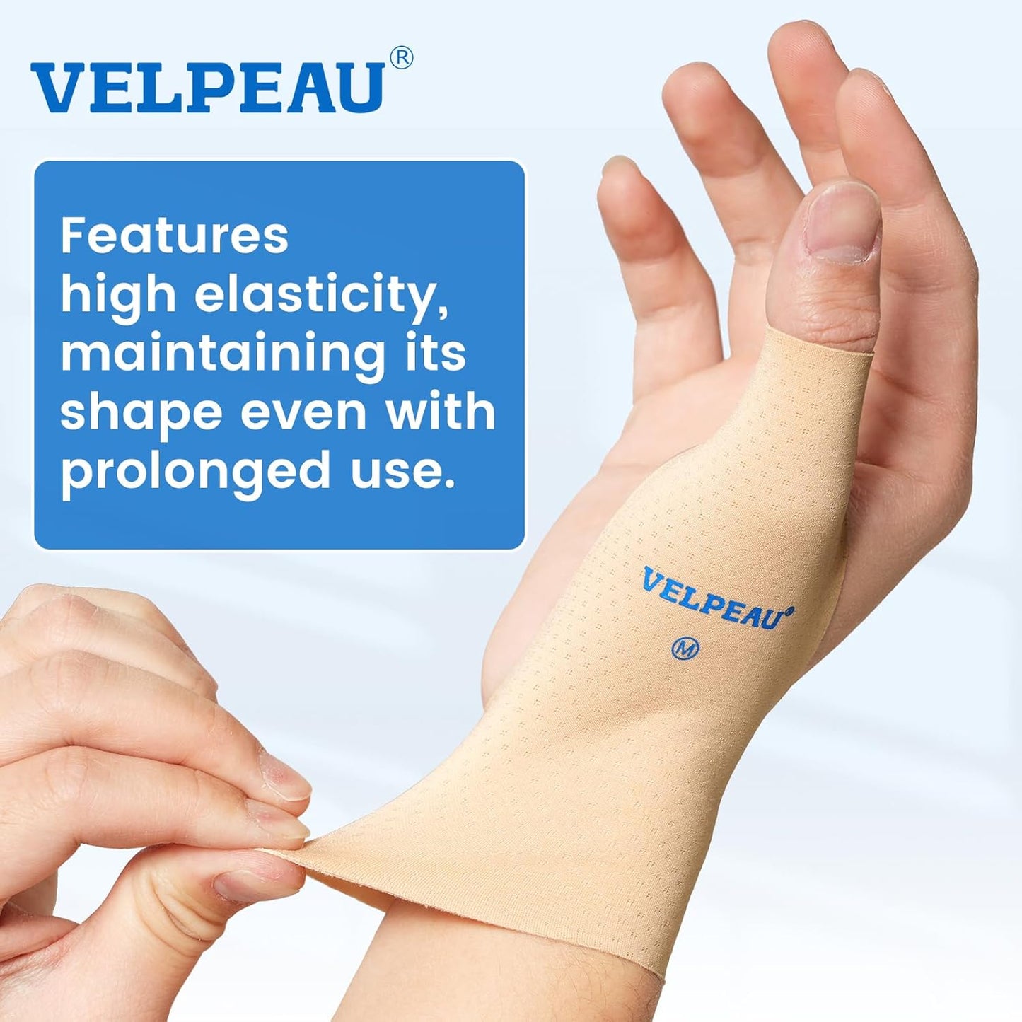 VELPEAU Thumb and Wrist Compression Sleeve for Tendonitis (Pack of 2), Seamless Technology, Gloves Wraps for Arthritis Pain Relief for Women & Men, Splint Liner, Fits Both Hands (Khaki, Long Version, L)