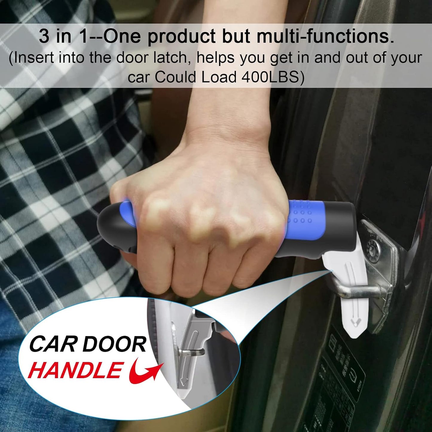 Multifunction Car Handle Assist for Elderly and Handicapped, 3 in 1 Automotive Door Assist Handle, Seatbelt Cutter, Window Breaker, Car Door Handle for Seniors
