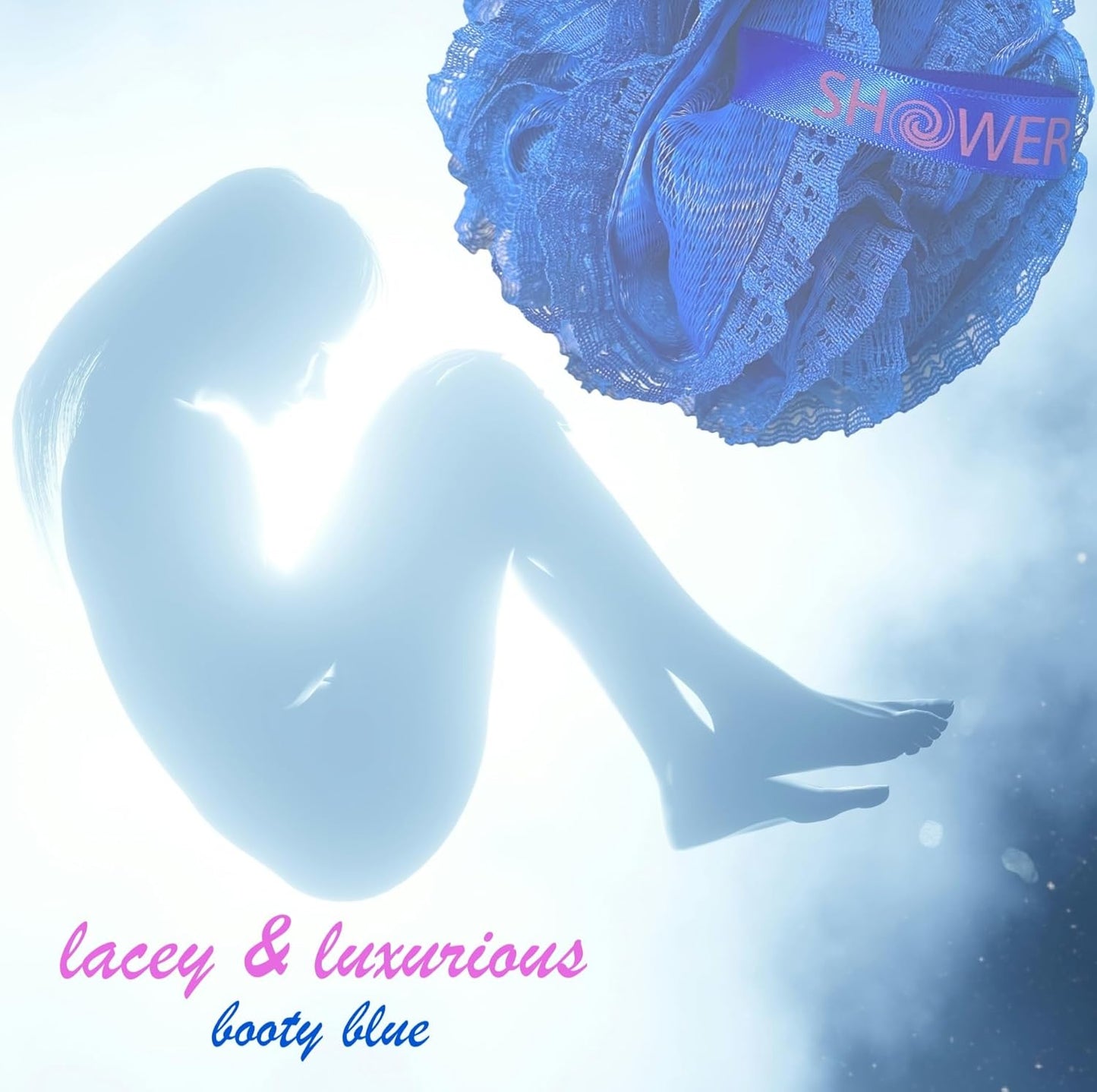 Loofah-Bath-Sponge Hot-Lacey-Mesh // 4-Sexy-Lace-Colors by Shower Bouquet / 2-Scrubs-in-1 Large Full 60g Pouf Body Luffa Loofa Loufa Puff - Exfoliate, Cleanse Skin with Luxurious Bathing Accessories