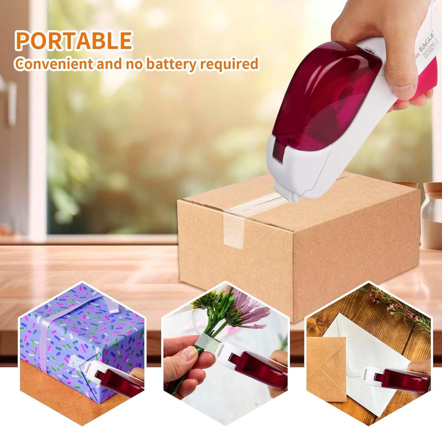 Eagle Automatic Tape Dispenser, Handheld & Portable Design, Office Tape Gun, One-Handed Operation with Safety Blade for Office, Home, DIY or Packaging (Includes 2 Free Tapes) (White)