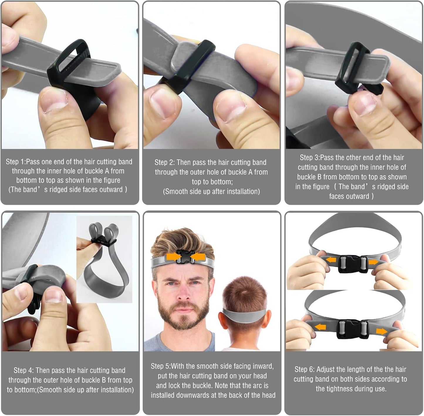 Adjustable Hair Trimming Guide and Neckline Shaving Template,DIY Self Haircutting System, Shaving and Keeping a Clean and Straight Neck Hairline,Easy Use Tool Soft Portable (Grey)