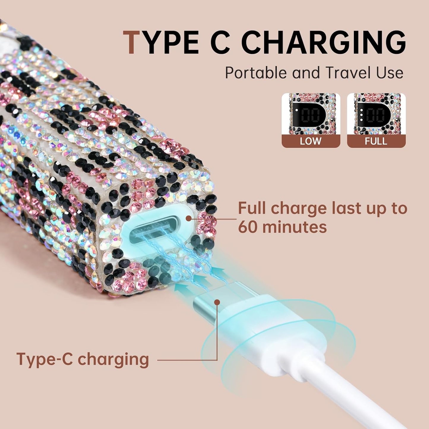 Handheld UV Light for Gel Nails,Mini LED Cordless Nail Lamp for Gel Nail Polish,Portable Flash Cure Lamp,Rechargeable USB Nail Dryer with LCD Display Fast Curing Home DIY